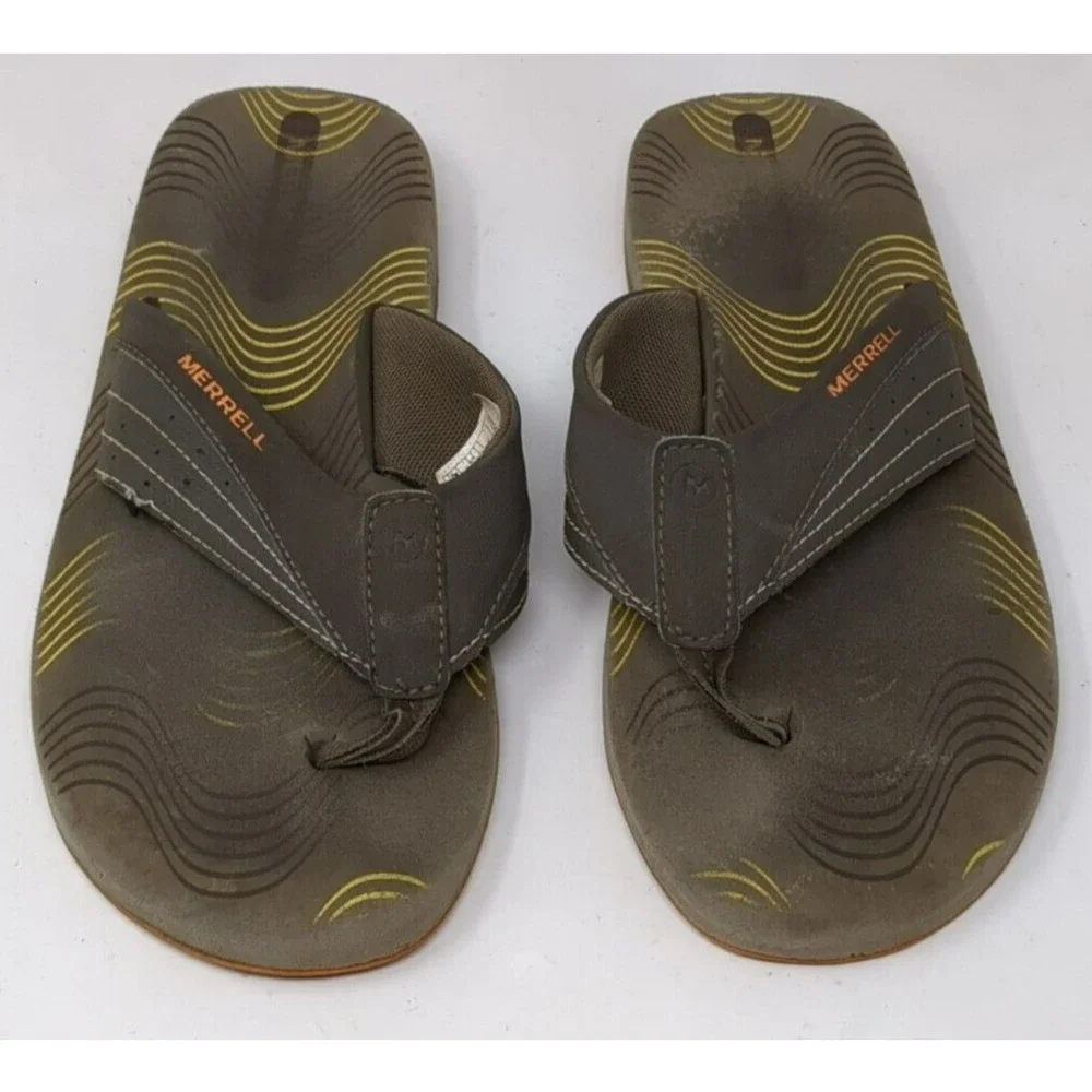 Merrell Flip Flop Sandals Thong Mens Size 7 Brown‎ Bungee Cord